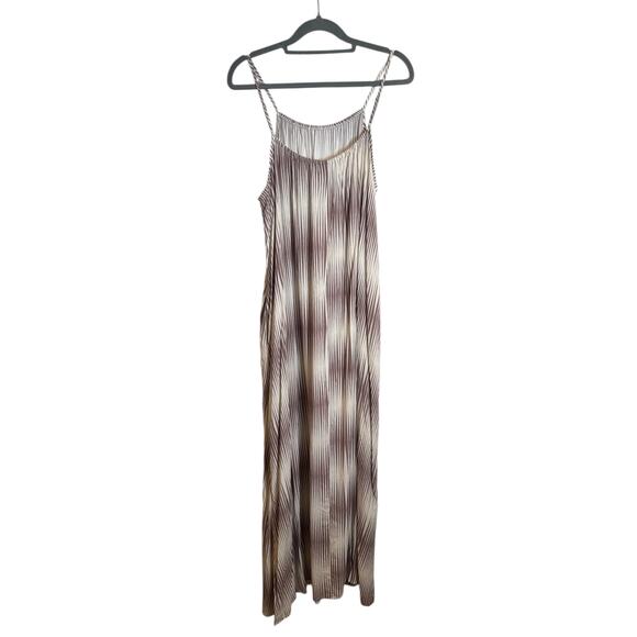 A New Day NWT Brown Cream Striped Adjustable Strap Maxi Dress Large - Picture 4 of 6